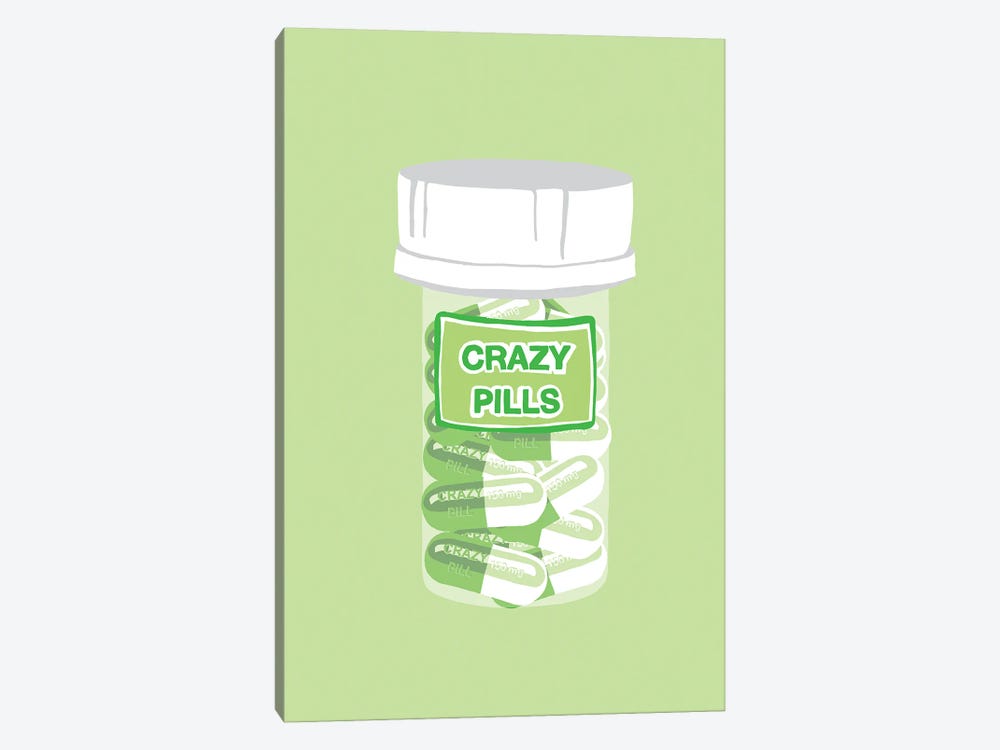 Crazy Pill Bottle Mint by Jaymie Metz 1-piece Canvas Art Print