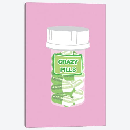 Crazy Pill Bottle Pink Canvas Print #JYM197} by Jaymie Metz Canvas Art