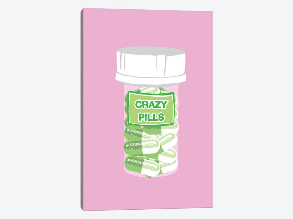 Crazy Pill Bottle Pink by Jaymie Metz 1-piece Canvas Artwork