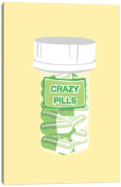 Crazy Pill Bottle Yellow Canvas Art Print - Jaymie Metz