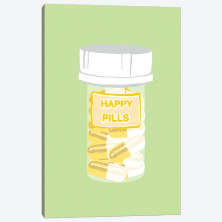 Happy Pill Bottle Mint Canvas Print #JYM201} by Jaymie Metz Canvas Print