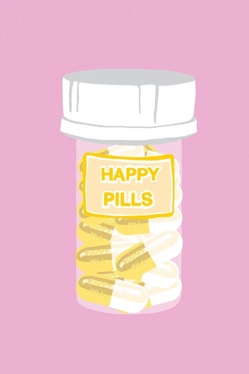 Happy Pill Bottle Pink