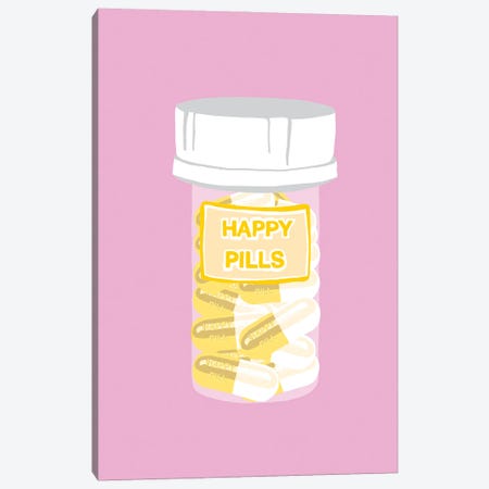 Happy Pill Bottle Pink Canvas Print #JYM202} by Jaymie Metz Canvas Print