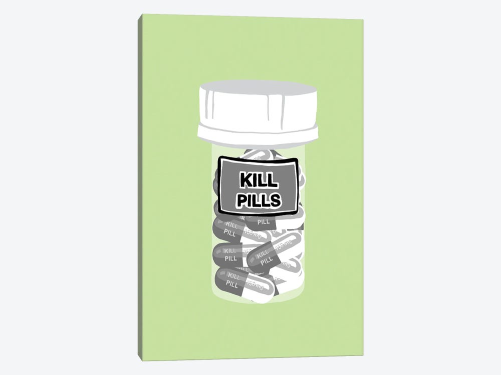 Kill Pill Bottle Mint by Jaymie Metz 1-piece Canvas Print