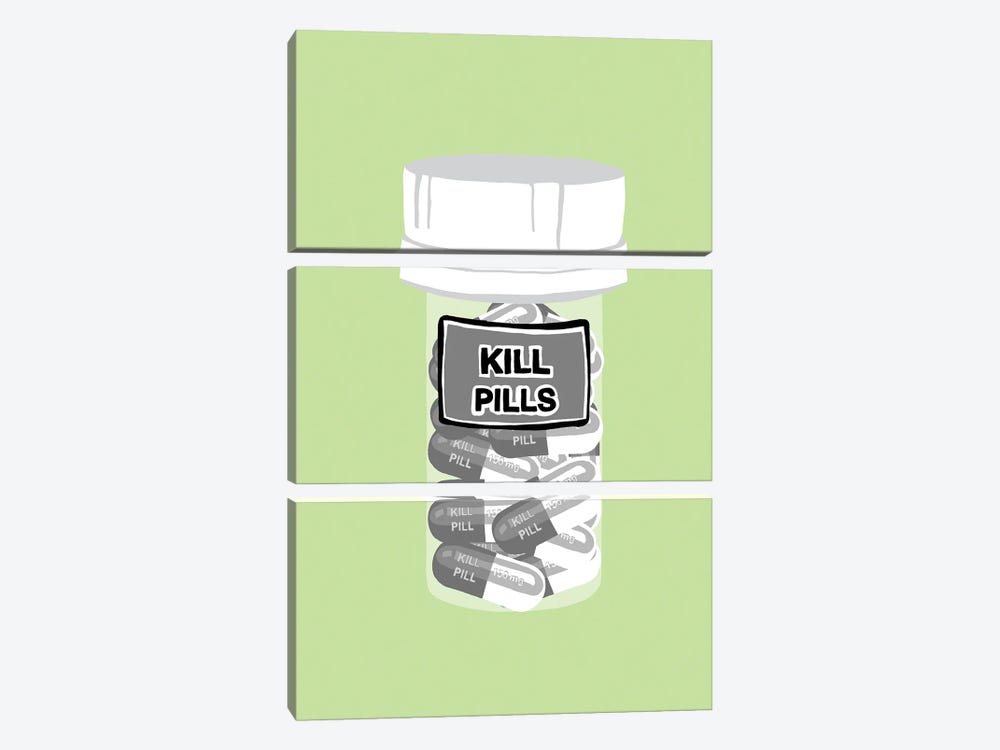 Kill Pill Bottle Mint by Jaymie Metz 3-piece Art Print
