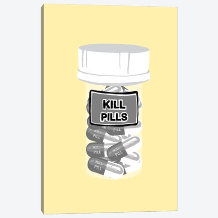 Kill Pill Bottle Yellow Canvas Print #JYM207} by Jaymie Metz Canvas Artwork