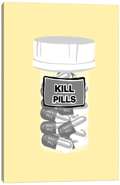 Kill Pill Bottle Yellow Canvas Art Print - Pills