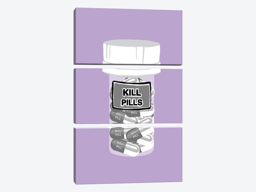 Kill Pill Bottle Lavender by Jaymie Metz 3-piece Canvas Art