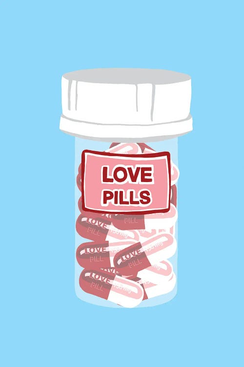 Love Pill Bottle Blue