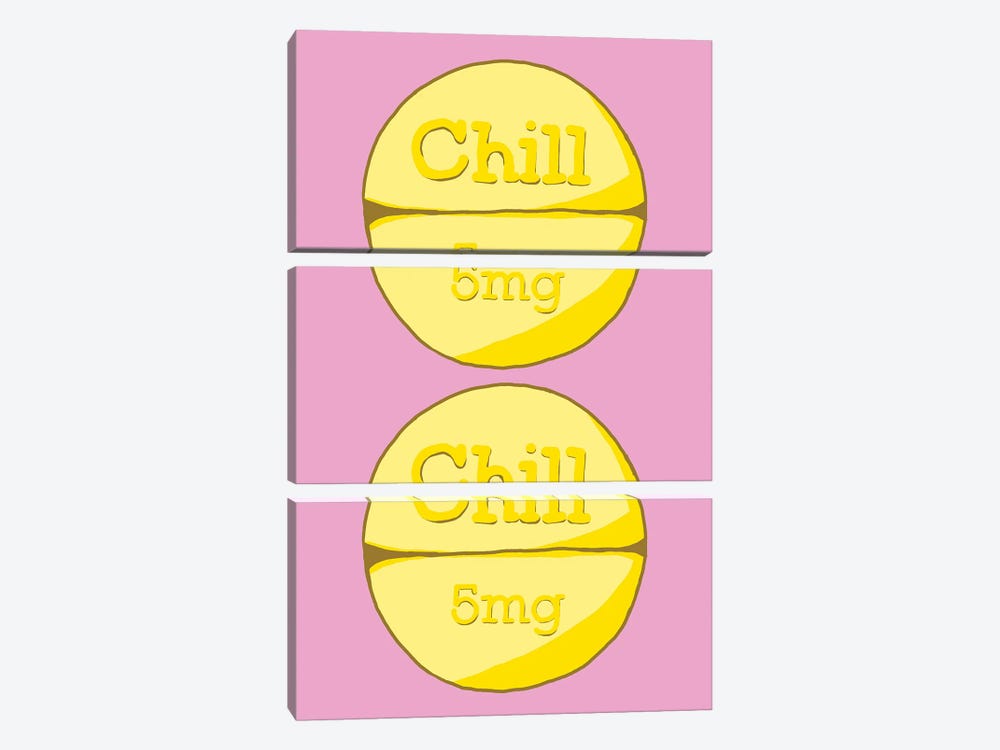 Chill Chill Pill Pink by Jaymie Metz 3-piece Art Print
