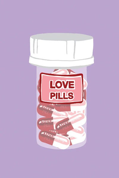 Love Pill Bottle Lavender by Jaymie Metz art print