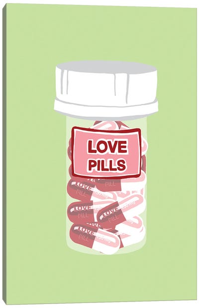Love Pill Bottle Mint Canvas Art Print - Jaymie Metz