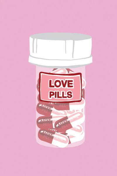 Pills: Love Pill Bottle Pink by Jaymie Metz