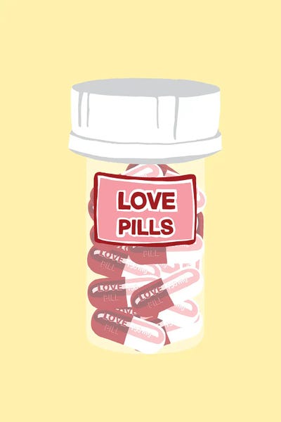 Pills: Love Pill Bottle Yellow by Jaymie Metz