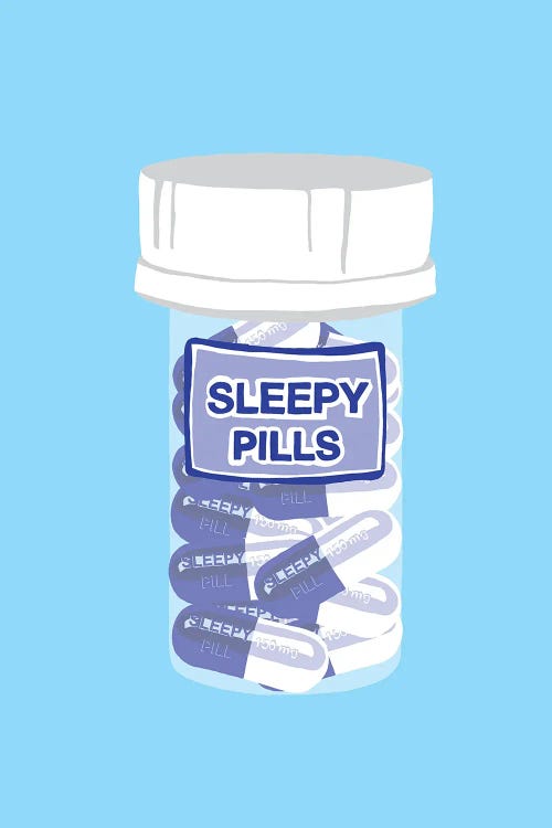 Sleepy Pill Bottle Blue