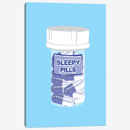 Sleepy Pill Bottle Blue Canvas Print #JYM214} by Jaymie Metz Canvas Print