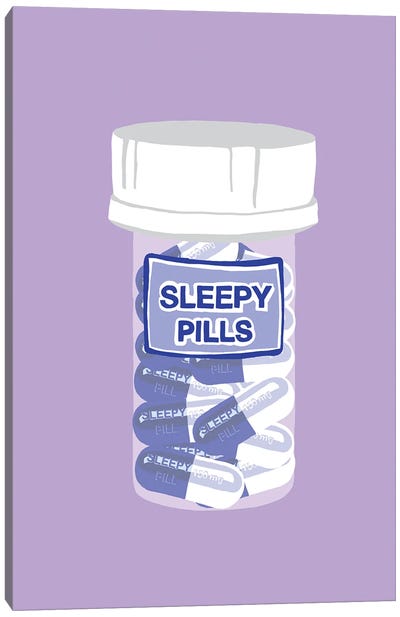 Sleepy Pill Bottle Lavender Canvas Art Print - Pills