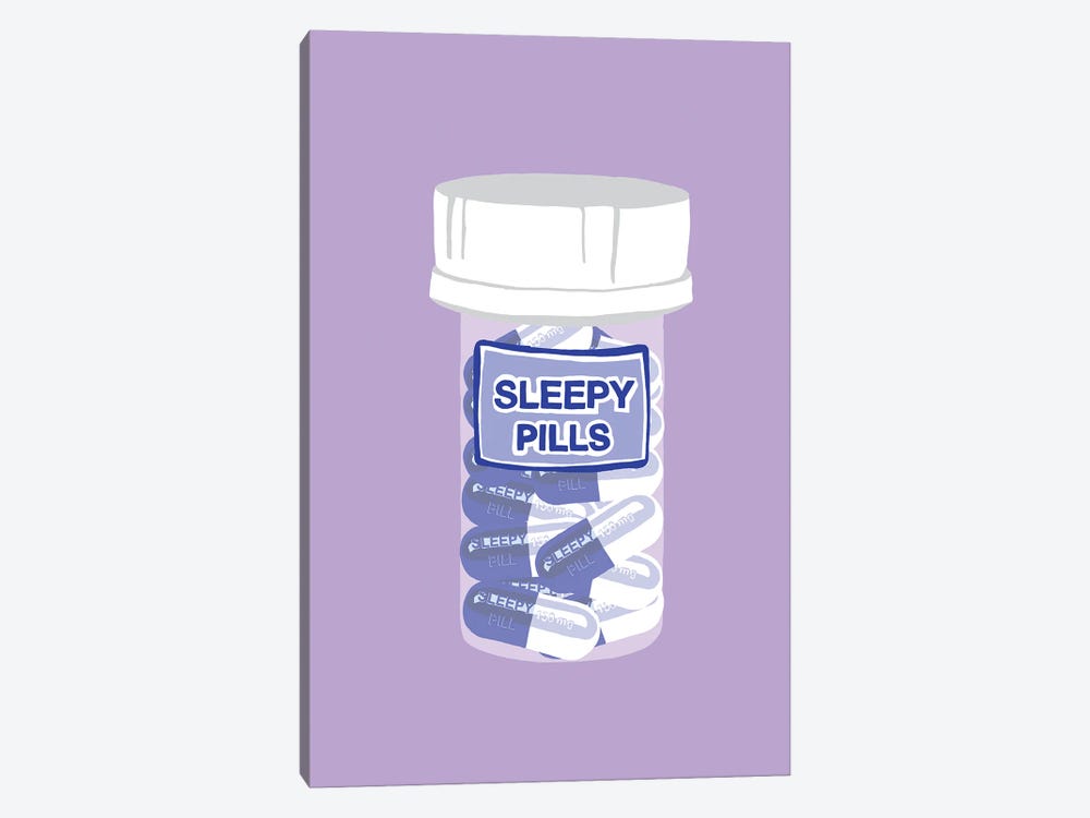 Sleepy Pill Bottle Lavender by Jaymie Metz 1-piece Canvas Artwork