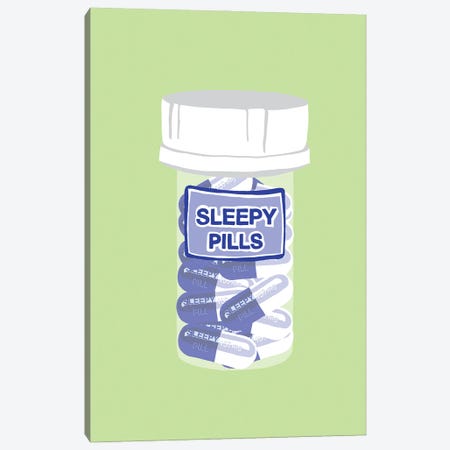 Sleepy Pill Bottle Mint Canvas Print #JYM216} by Jaymie Metz Canvas Art Print