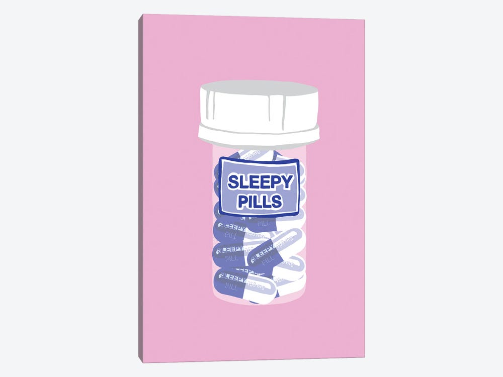 Sleepy Pill Bottle Pink by Jaymie Metz 1-piece Canvas Art
