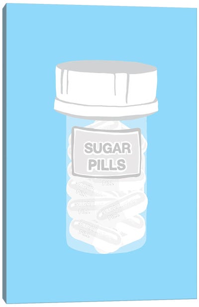 Sugar Pill Bottle Blue Canvas Art Print - Pills