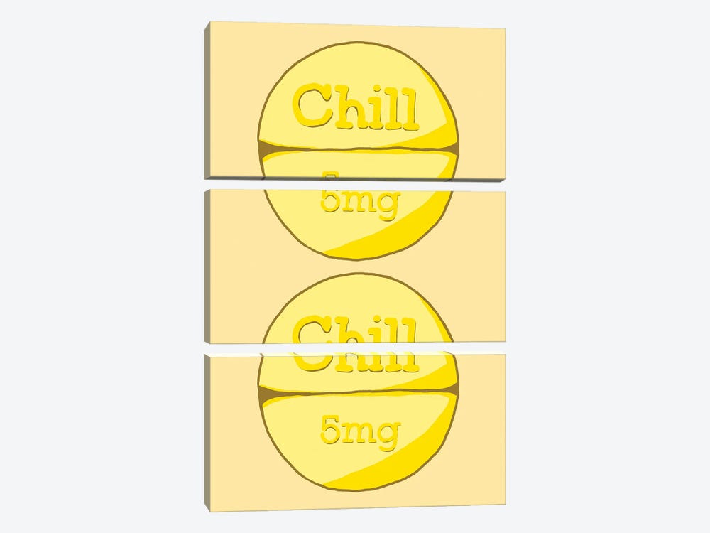 Chill Chill Pill Yellow by Jaymie Metz 3-piece Canvas Art