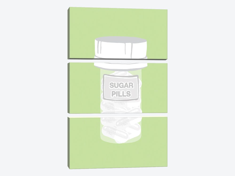Sugar Pill Bottle Mint by Jaymie Metz 3-piece Canvas Art Print