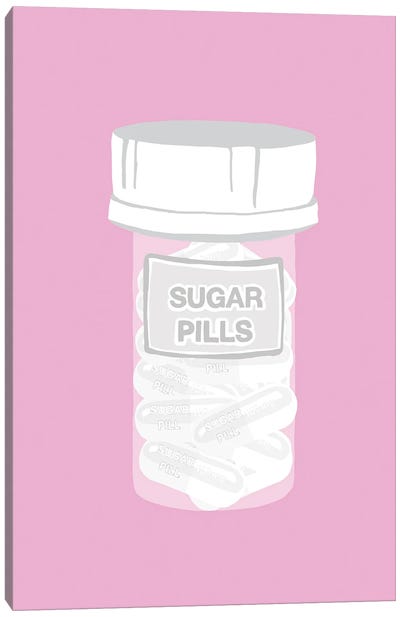 Sugar Pill Bottle Pink Canvas Art Print - Pills