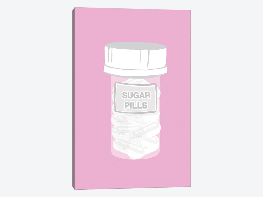 Sugar Pill Bottle Pink by Jaymie Metz 1-piece Canvas Art