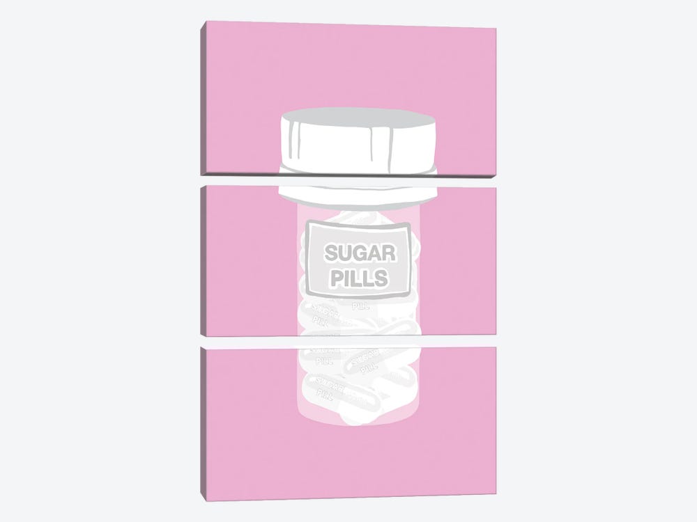 Sugar Pill Bottle Pink by Jaymie Metz 3-piece Canvas Art