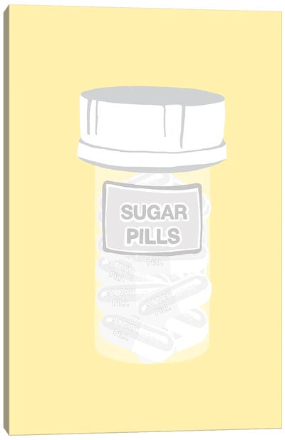 Sugar Pill Bottle Yellow Canvas Art Print - Pills