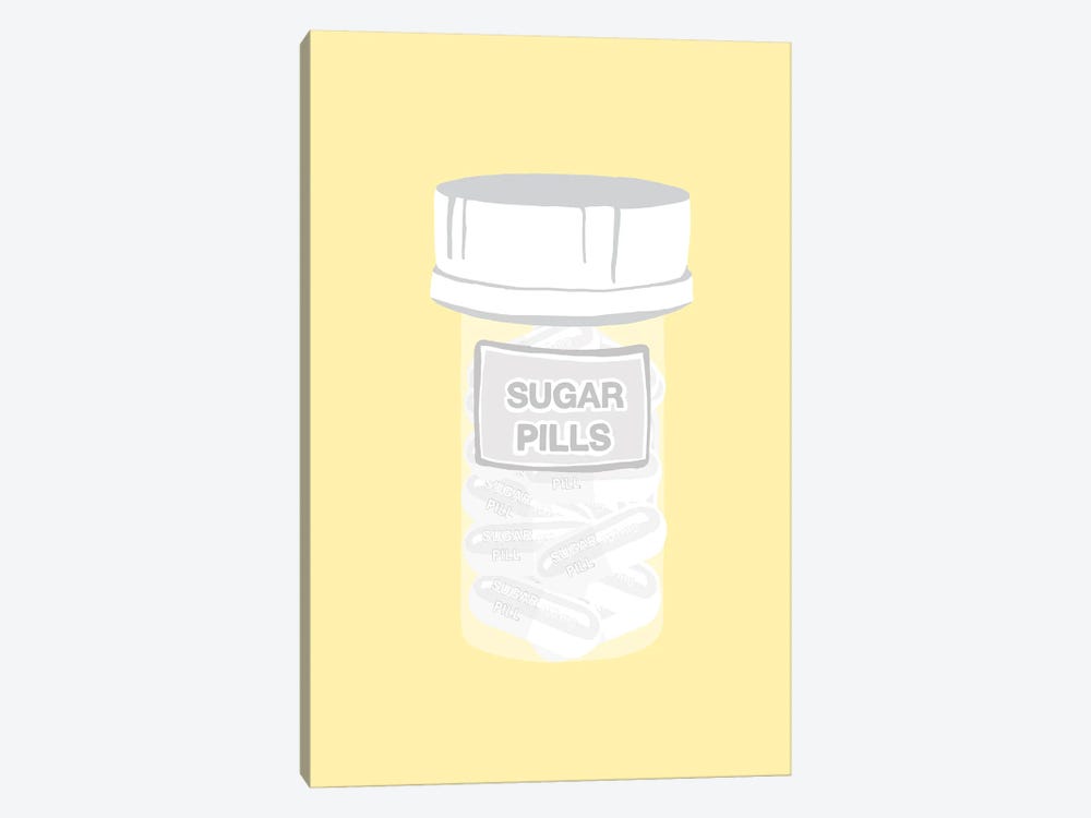 Sugar Pill Bottle Yellow by Jaymie Metz 1-piece Canvas Print