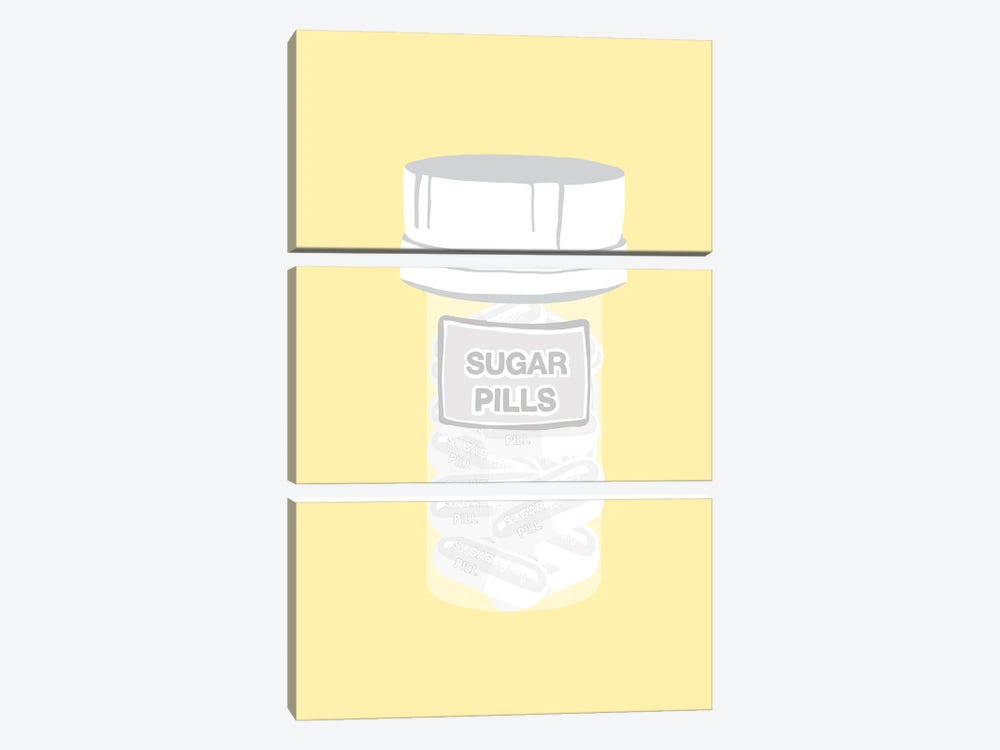 Sugar Pill Bottle Yellow by Jaymie Metz 3-piece Canvas Art Print