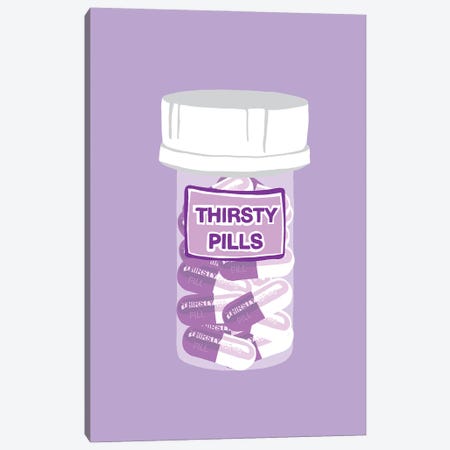 Thirsty Pill Bottle Lavender Canvas Print #JYM225} by Jaymie Metz Canvas Wall Art