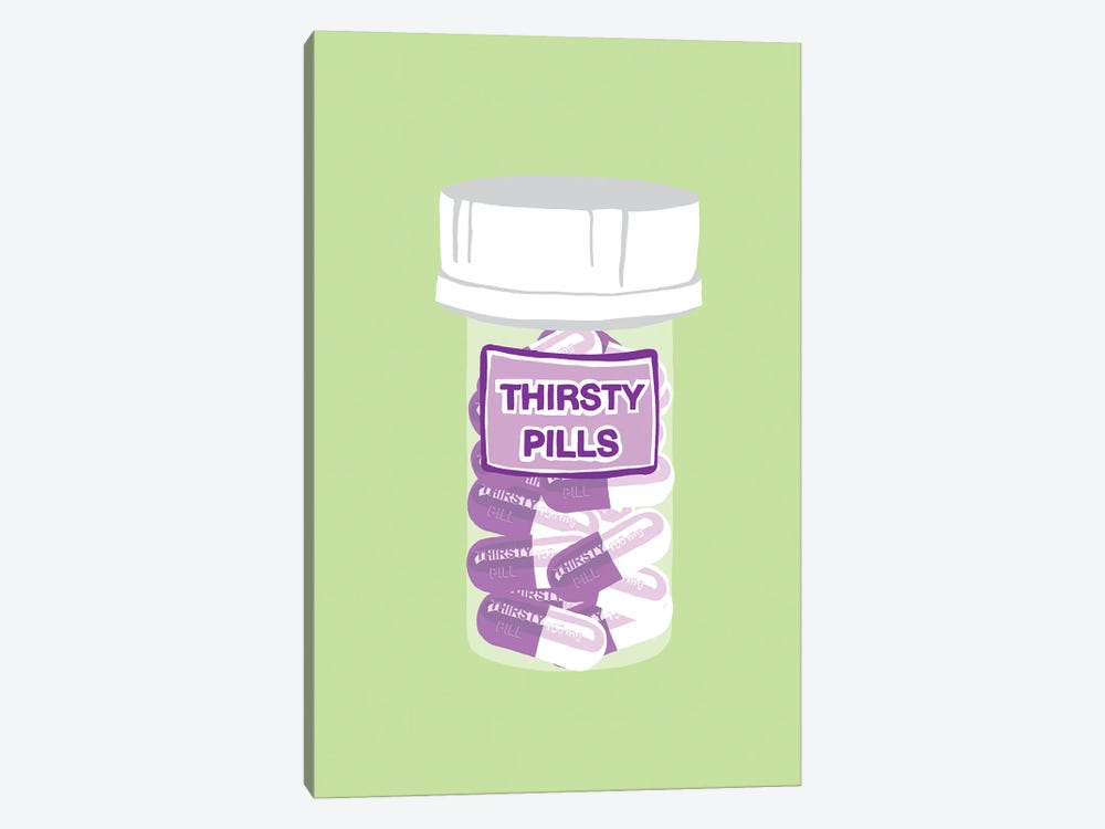 Thirsty Pill Bottle Mint by Jaymie Metz 1-piece Canvas Artwork