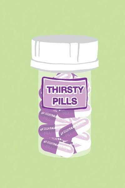 Pills: Thirsty Pill Bottle Mint by Jaymie Metz