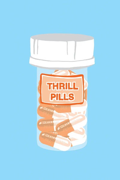 Thrill Pill Bottle Blue by Jaymie Metz art print