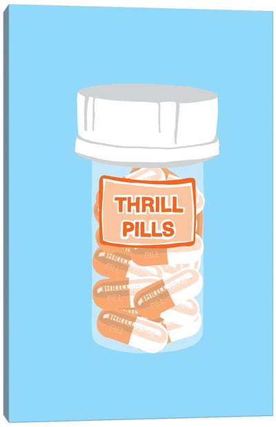 Thrill Pill Bottle Blue Canvas Art Print - Pills