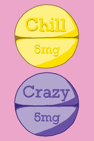 Chill Crazy Pill Pink by Jaymie Metz art print