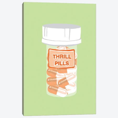 Thrill Pill Bottle Mint Canvas Print #JYM231} by Jaymie Metz Canvas Art