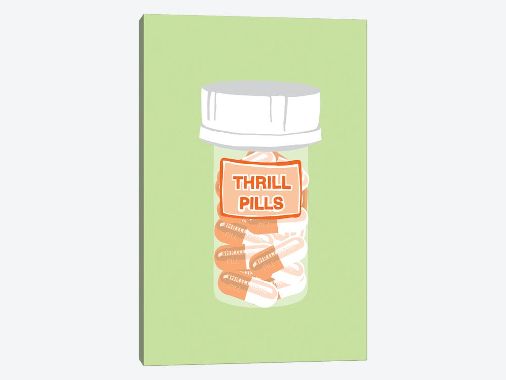 Thrill Pill Bottle Mint by Jaymie Metz 1-piece Canvas Wall Art