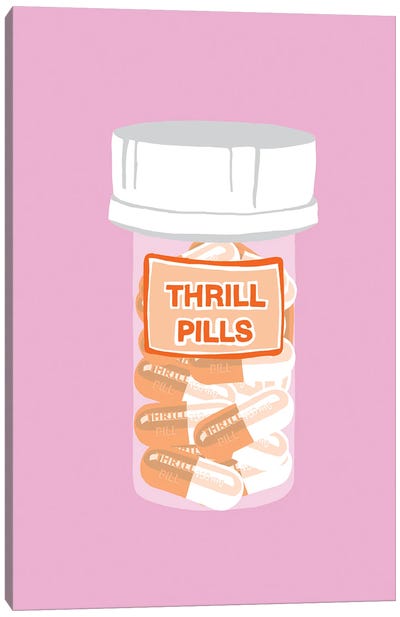 Thrill Pill Bottle Pink Canvas Art Print - Pills