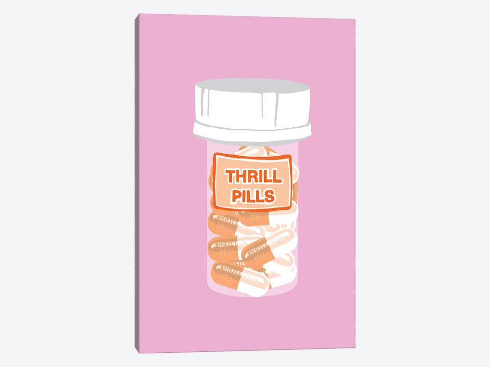Thrill Pill Bottle Pink by Jaymie Metz 1-piece Canvas Art Print