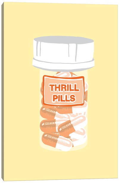 Thrill Pill Bottle Yellow Canvas Art Print - Pills