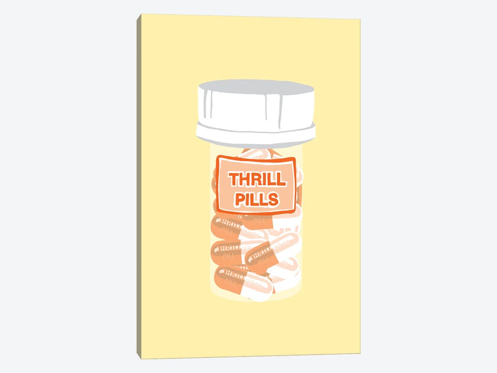 Thrill Pill Bottle Yellow by Jaymie Metz 1-piece Canvas Wall Art