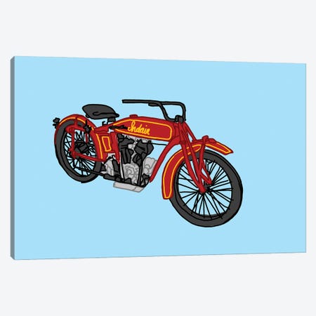Red Antique Motorcycle Canvas Print #JYM239} by Jaymie Metz Canvas Artwork