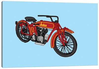 Red Antique Motorcycle Canvas Art Print - Jaymie Metz