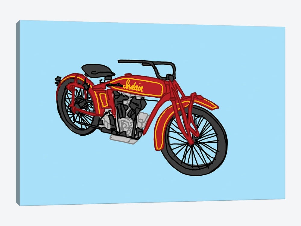 Red Antique Motorcycle by Jaymie Metz 1-piece Canvas Art