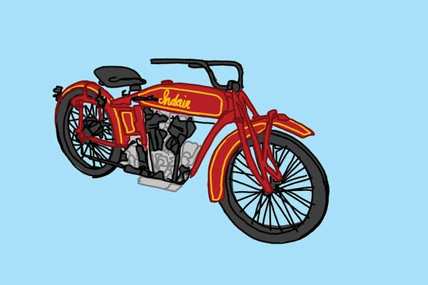 Motorcycles: Red Antique Motorcycle by Jaymie Metz