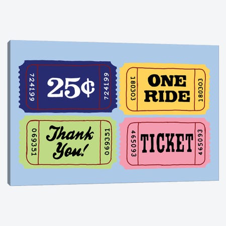 25 Cent One Ride Thank You Ticket Canvas Print #JYM243} by Jaymie Metz Canvas Art Print